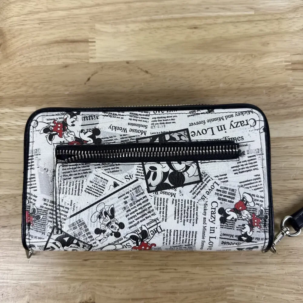 Disney Parks Mickey Minnie Mouse Crazy in Love Newspaper Print Purse & Wallet